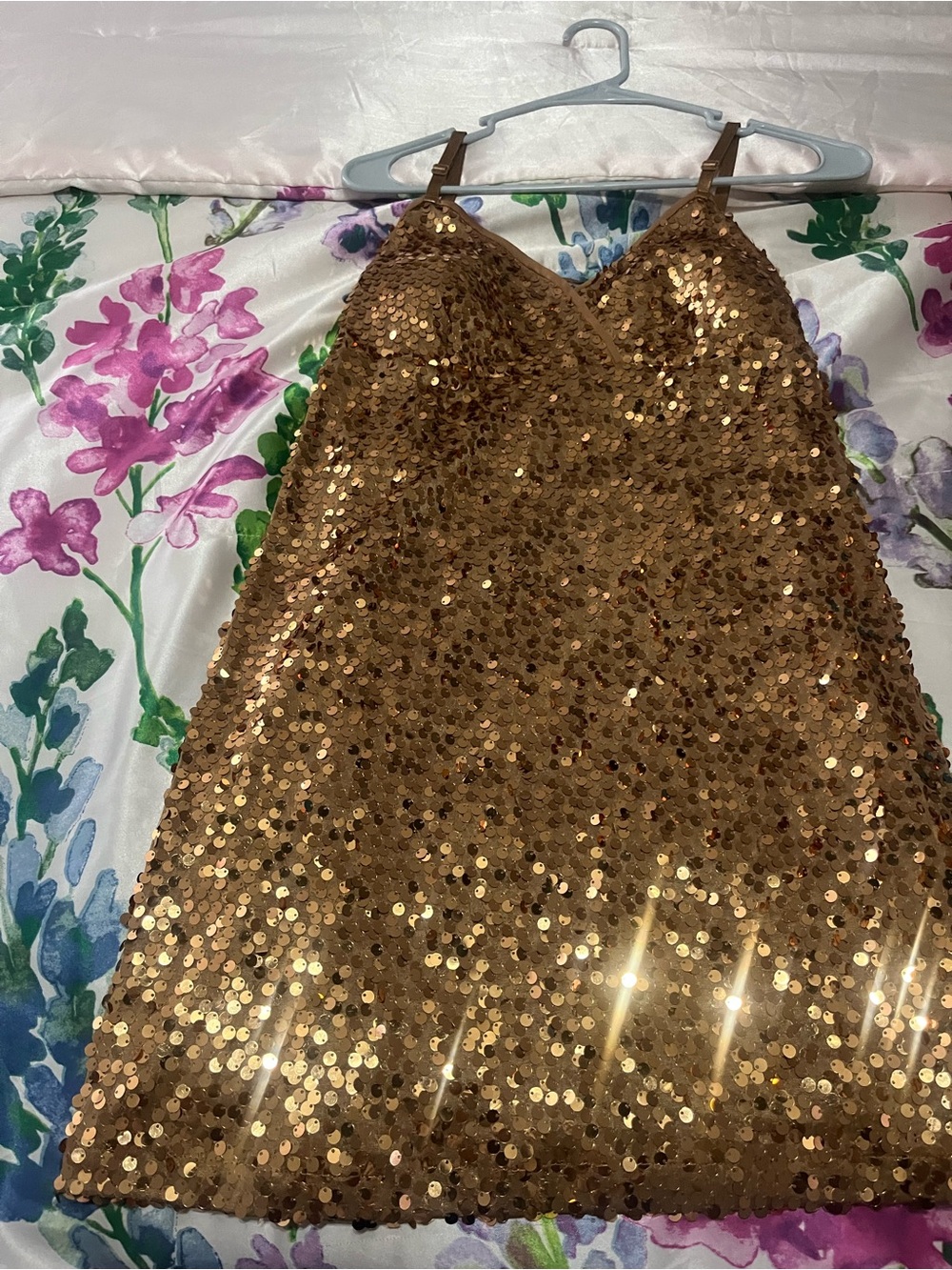 Zara Gold Sequin V-Neck Mini Dress